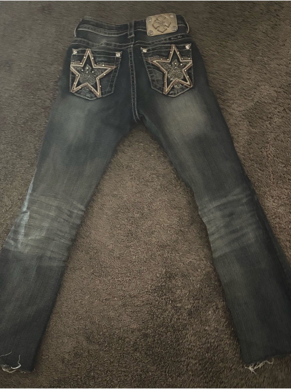 Miss Me Dark Wash Boot Cut Jeans with Star Embellished Back Pockets
